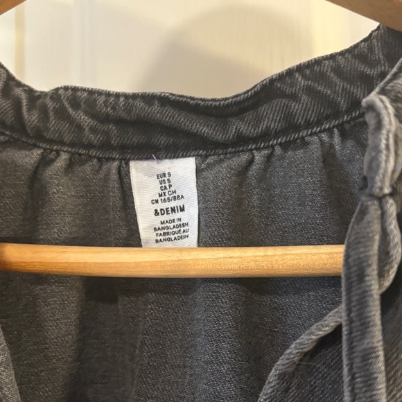 &Denim Washed Black Tie-Neck Tiered Dress - Picture 2 of 3